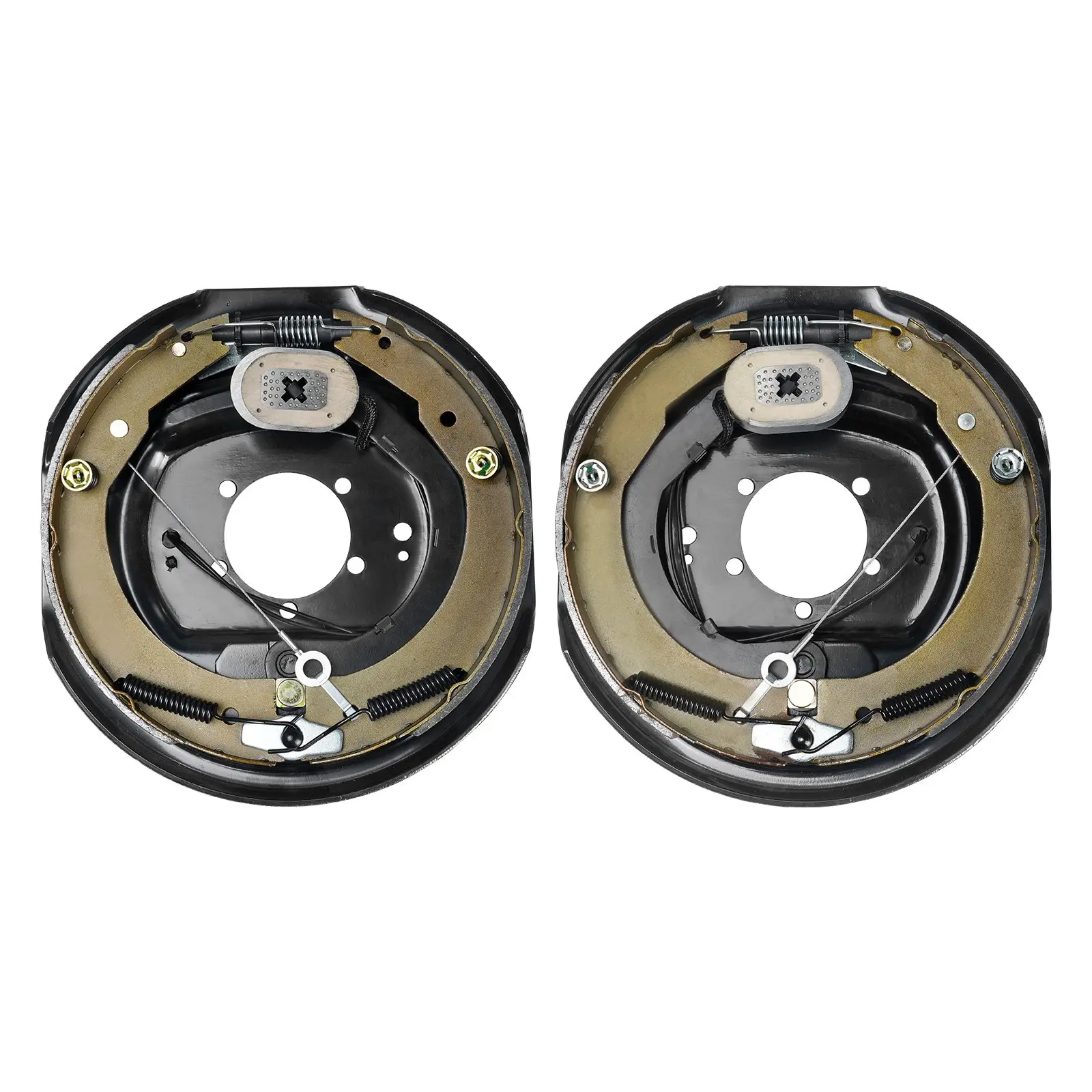 【Summerfinds】VEVOR Electric Trailer Brake Assembly, 12" x 2", 1 Pair Self-Adjusting Electric Brakes Kit for 7000 lbs Axle, 5-Hole Mounting, Backing Plates for Braking System Part Replacement (1 Right + 1 Left) Vehicle