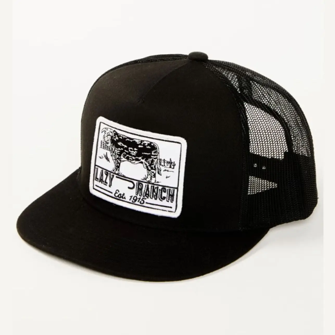 Lazy J Ranch Men's Cattle Headquarters Hat | Ranch Life Cap | Western Cowboy Hat | Cow Patch Snapback | Farm Life Baseball Cap | Country Western Hat | Flat Bill Mesh Hat | Adjustable Trucker Cap | Cowboy Gift for Men | Western Lifestyle Cap