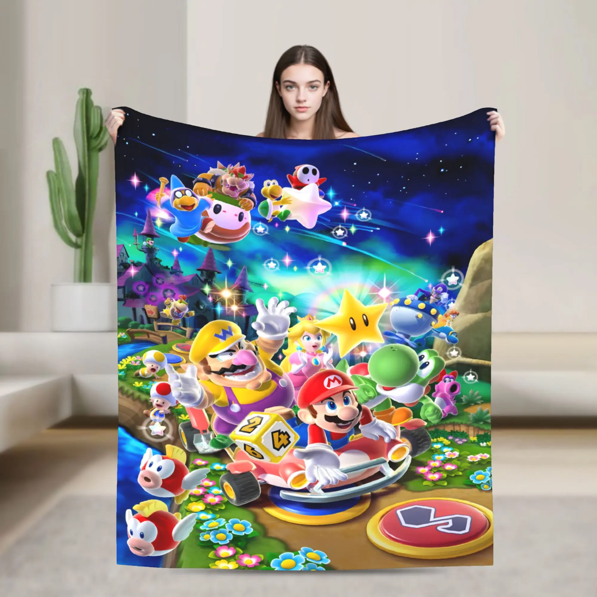Anime 3D Super M-Marios Bros Cartoon Warm Soft Blanket Travel Plush Throw Blankets Novelty Bedroom Flannel Bedspread Sofa Bed Cover Multiple Sizes