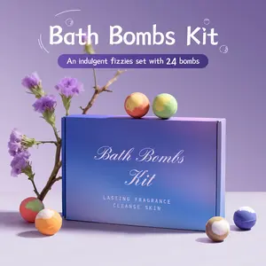 Bath Bombs for Kids and Women, 24 Natural Handmade Bath Bomb Gift Set, Bubble Bath Bombs - Perfect Self Care Relaxing Spa Gifts for Women