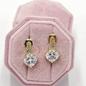 Clear Stud Ear Hook Drop Earrings, Dainty Fashion Earrings Jewelry, Metal Coating with Rhinestone Accents, Versatile Daily-Use Accessory