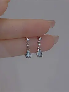 1 Pair Matching Elegant Rhinestone Decorated Dangle Earrings, Trendy Water Drop Shaped Earrings for Women for Gift, Fashion Casual Accessories for Daily Wear