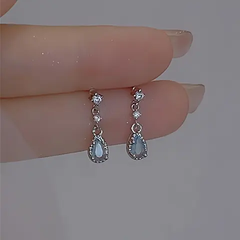 1 Pair Matching Elegant Rhinestone Decorated Dangle Earrings, Trendy Water Drop Shaped Earrings for Women for Gift, Fashion Casual Accessories for Daily Wear, Trendy Jewelry