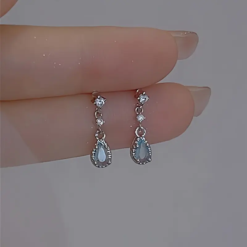 1 Pair Matching Elegant Rhinestone Decorated Dangle Earrings, Trendy Water Drop Shaped Earrings for Women for Gift, Fashion Casual Accessories for Daily Wear, Trendy Jewelry