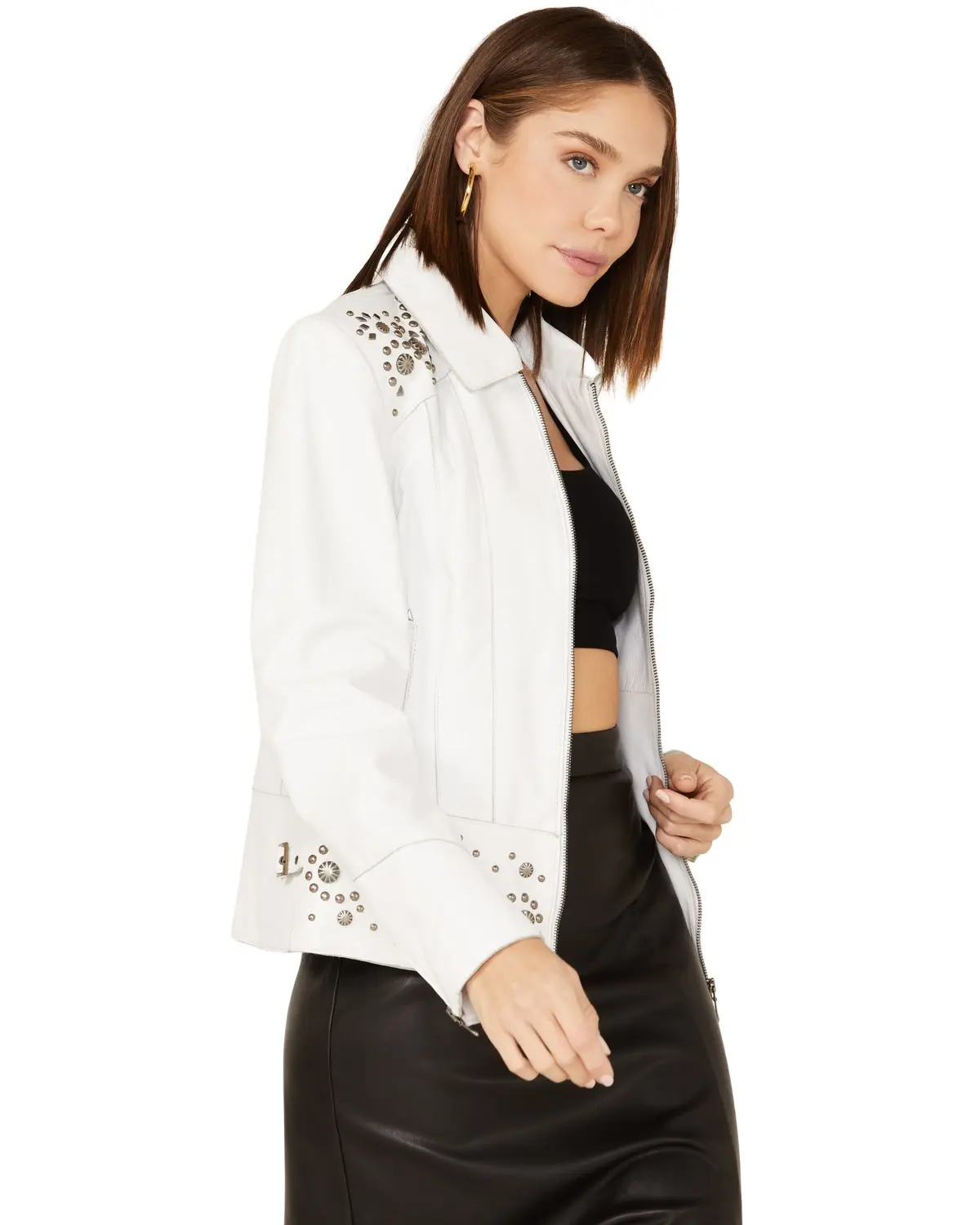 Sidran Women's Women'S Studded Moto Leather Jacket - Ll18659-01