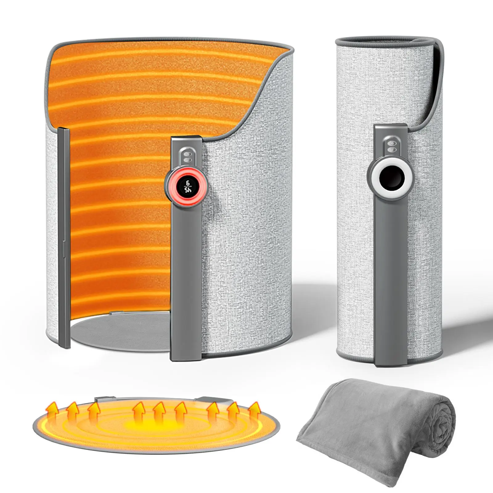 Portable Foot Warmer, Foldable Under Desk Leg & Foot Warmer, Personal Electric Hot Plate Space Heater with Thermostat & Timer, Quiet Floor Foot Warmer