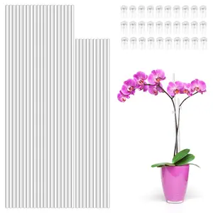 30Pcs Orchid Stakes with 30 Clips Clear Support Stakes Reusable Acrylic Sticks 45cm and 40cm Planting Support Stake for Potted Flower Vegetables