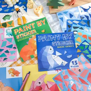 Creative Cartoon Pattern Sticker Book, 15 Sheets/book DIY Puzzle Sticker Book, Stationery Supplies for Home School Office