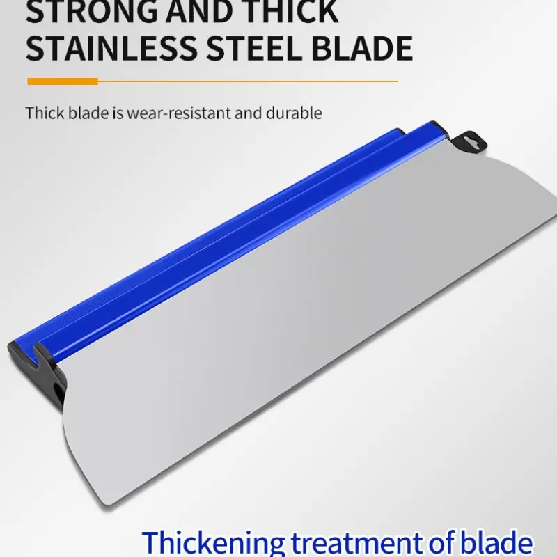 Drywall Skimming Thick Blade with Replaceable Quick Swap Stainless Steel Blade, PVC Ergonomic Handle Wall Leveling Tool for Plaster & Mud Application, Ergonomic Grip, Durable