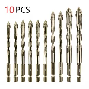 10-Piece Four-Blade Sawtooth Offset Drill Bit Set, 5-12mm, Durable and Efficient for Concrete, Tile, Glass, Metal, Brick, Plastic, Wood, Drill Bits Set