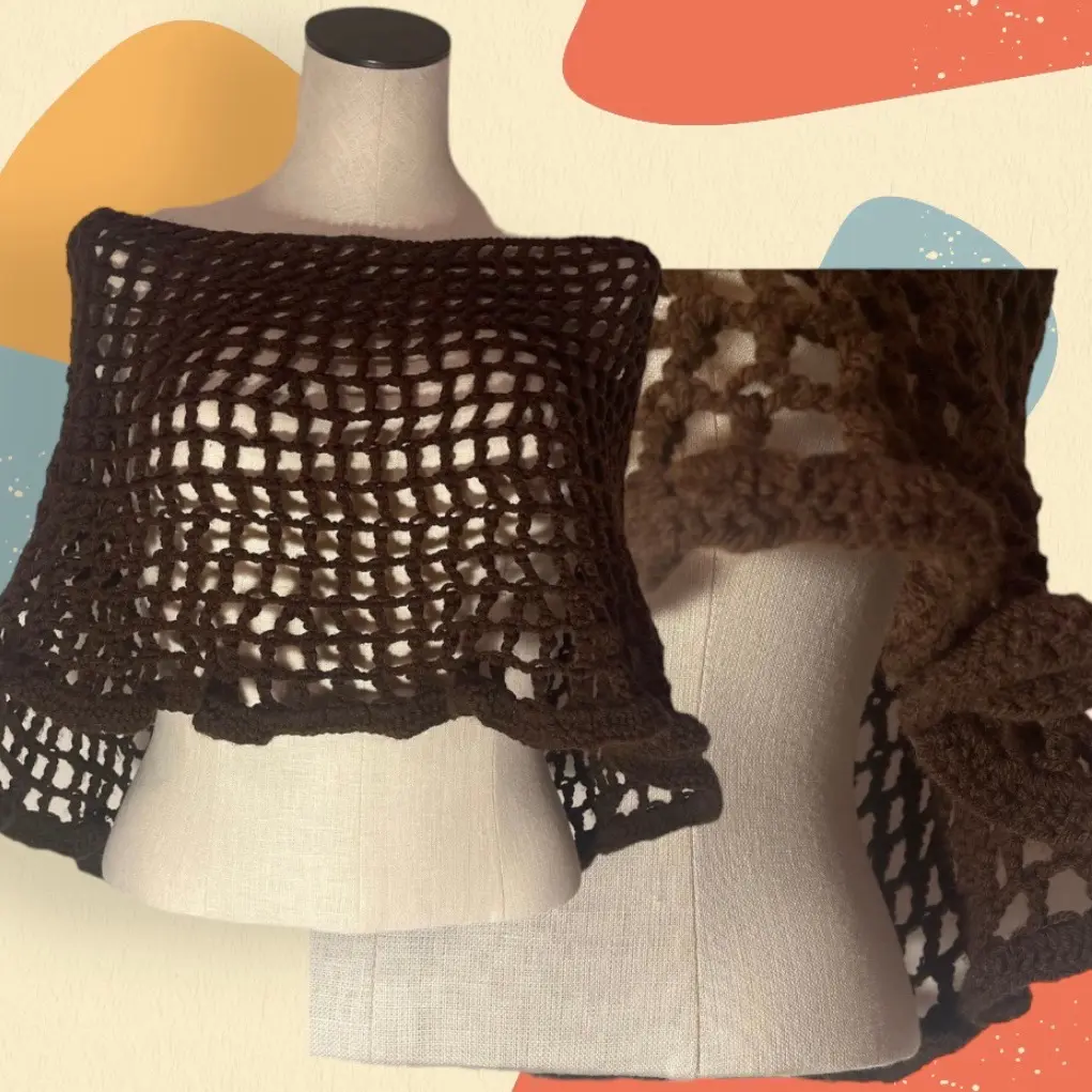 Brown Crochet Shawl