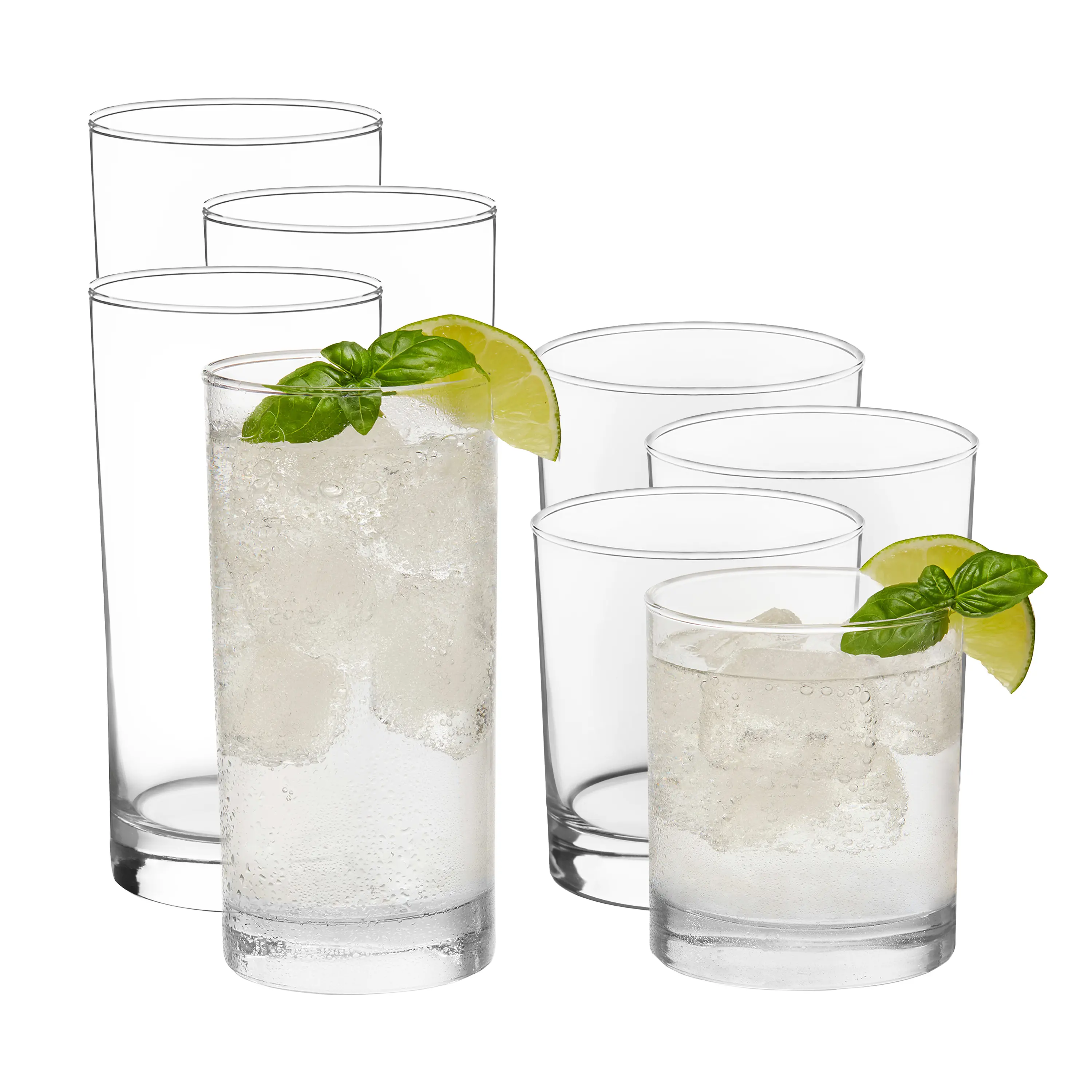 Province Tumbler & Rocks Drinking Glasses Set of 16, Tall Glass Cups