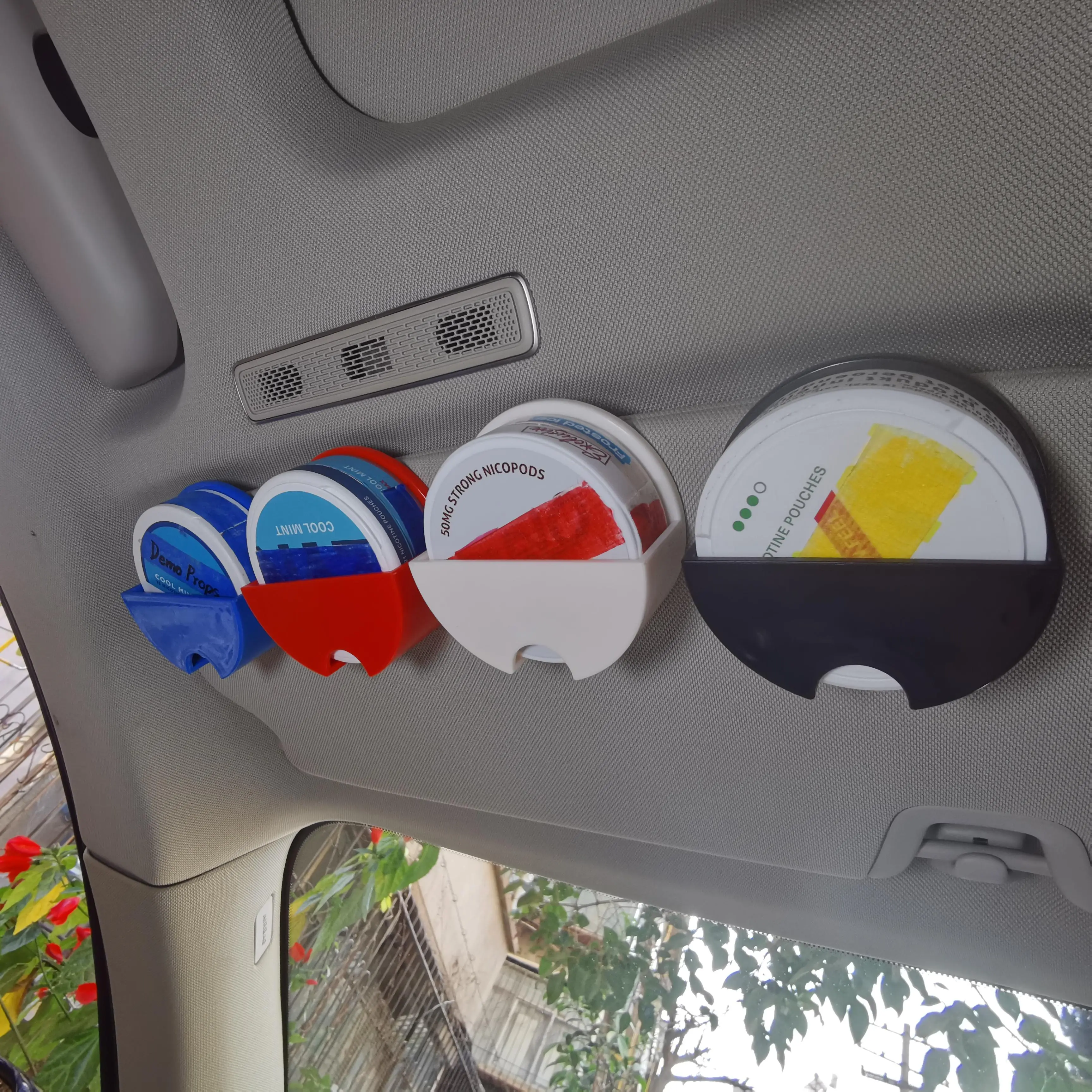 (FS) Upgraded Car Visor Dip Can Holder - Car Organizer, Auto Accessories - Stronger ABS, Bigger Fit, Sleek Finish, Tool-Free Mount, Quick Access - For Round Cans, Nicotine Pouches (ZYN,VELO,ZONE,PABLO,KILLA,FOX) - Gift For Him, Boyfriend, Husband, Men's A