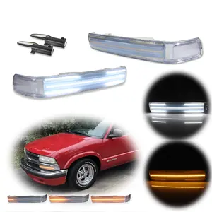 2pcs Clear Front Switchback LED Signal lamps Lights For 1998 1999 2000 2001 2002 2003 2004 Chevy S10 Blazer GMC Sonoma,Replace OEM 15098267, 15098268, GM2521162, GM2520162