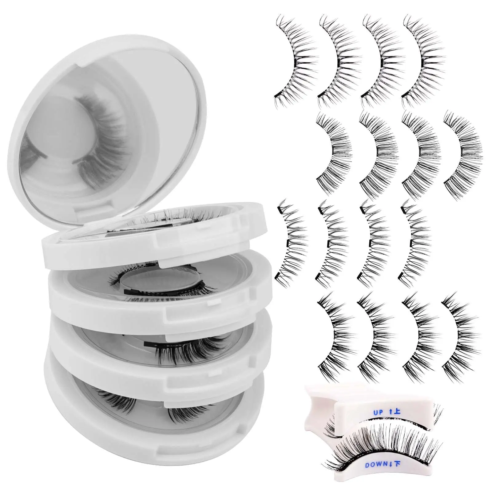Magnetic Eyelashes with Applicator Natural Look Magnetic Lashes Reusable 4 Pairs False Eyelashes Kit Easy to Wear and Remove (604+079+806+B7)