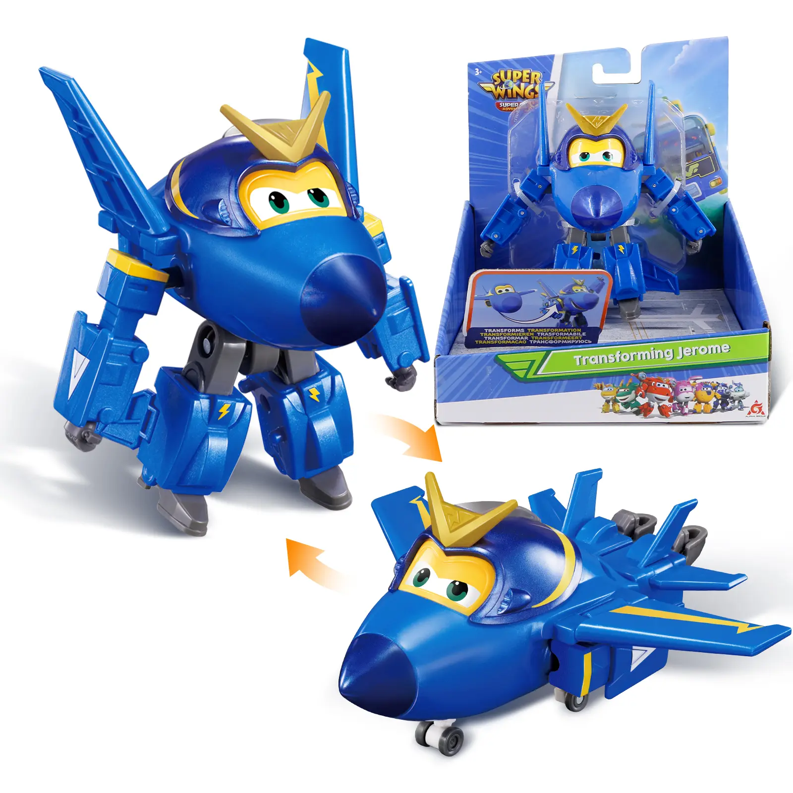 Super Wings Transformable Toys, 5 in Jerome & Agent Chace Airplane Transforming Figures Toys Set, 2 in 1 Mode Rescue Bots Toy for 3-5 Year Old Boys Girls, Plane Toy for Toddlers Kids Age 3 4 5 6 Toyset