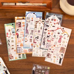 2 Sheets/bag Sticker Pack, Pet Material, Galaxy Series Simple Life Theme Journal Stationery Diary Sticker Water Bottle Multi-Scene Decorative Stickers