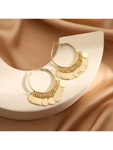 A pair of elegant vintage hoop earrings, with exaggerated round designs - lightweight alloy for everyday wear, party gift - women's fashion accessory, exquisite craftsmanship, Earrings Jewelry