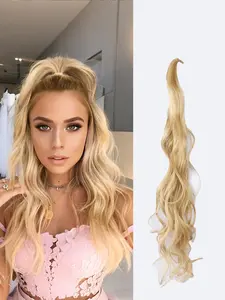 Wrap Around Ponytail Hair Extensions Flexible 32 Inch Long Curly Wavy Ponytail Extension Synthetic Hair Pony Tails Hairpieces For Women Daily Use