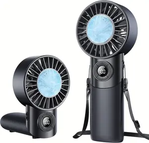 2026 Upgrade 3 In 1 Handheld Portable Turbo Fan with Ice Cooling Rechargeable 100 Speed Mini Personal Fan 10500 RPM Small Pocket Fans for Outdoor Office Camping Travel Black