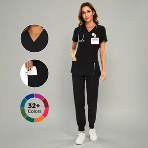 COZYFIT Scrubs Luna Vital Set for Women - Stretch V-Neck Scrub Top & Jogger Pant with 8 Pockets COZY SCRUBS