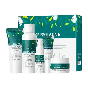 Australia Tea Tree Acne Clearing Treatment Products Skincare Set, 5 Counts/set Intensive Pore Care Deep Cleaning Facial Cleanser & Facial Cream & Toner & Serum & Gel, Professional Facial Skin Care Kit Gift