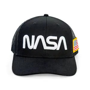 NASA Classic Black Trucker Cap