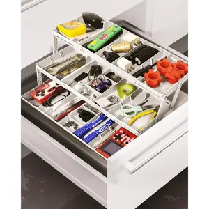 3 Tier Drawer Organizer - Expandable Junk Drawer Organizer - Small Drawer Organizer - Multi Level Folding Smart Drawer Organizer for Makeup, Desk, Office Drawers