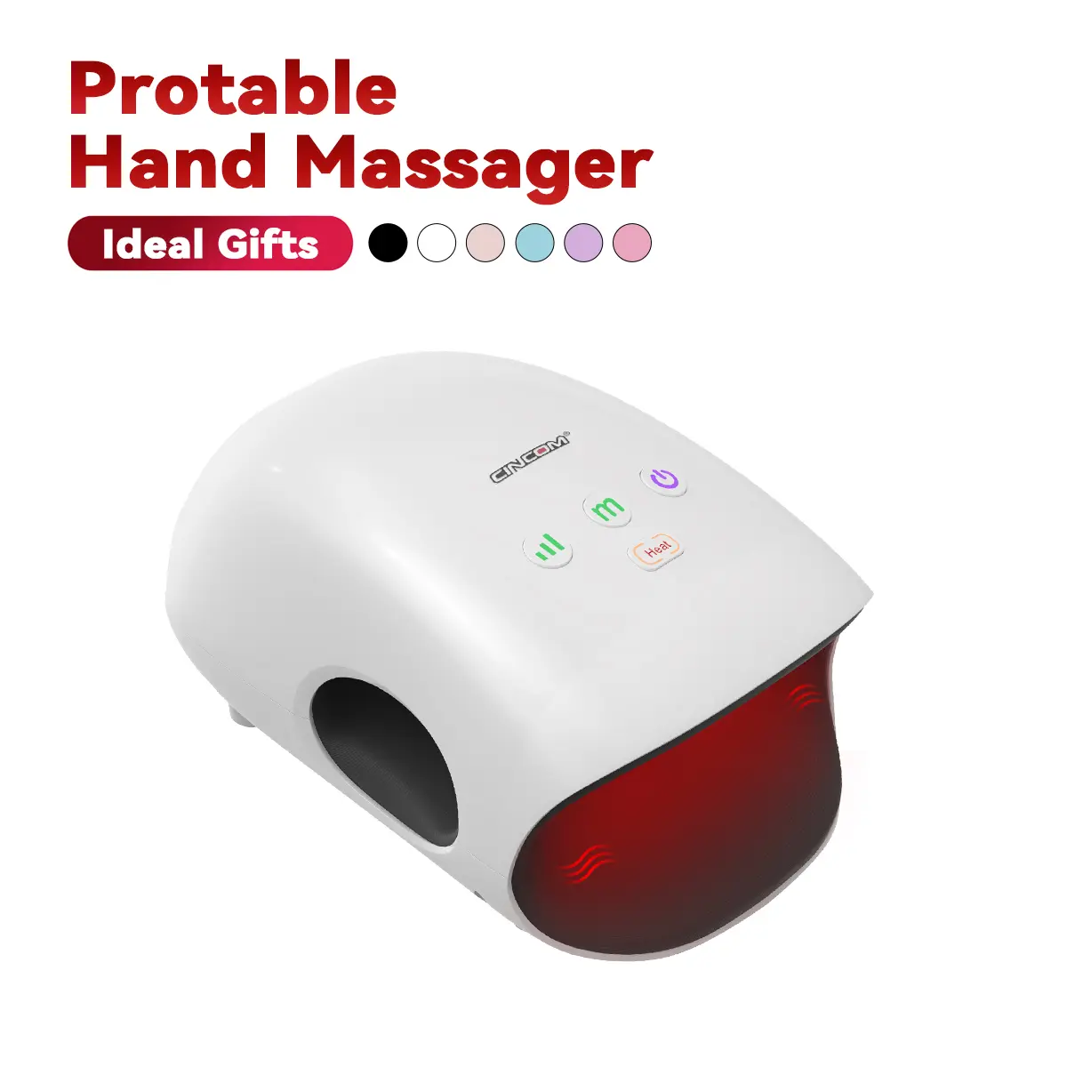 CINCOM Portable Hand Massager, Cordless, Advanced Airwave Technology, Customized Mode & Heating Function, Long-Lasting Battery Life, Auto-Off Feature, Perfect for Daily Relaxation, Comfort, White, Ideal Gift for Christmas & Birthday,dorm essentials