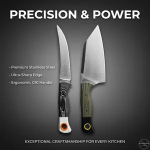 2-Piece Premium Stainless Steel Kitchen Cutlery Set with Ergonomic G10 Handles and Protective Sheath knives