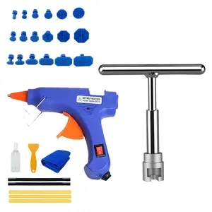 Car Dent Repair Tool Kit, T-shaped Hand-held Dent Repair Tool with 18pcs Spacer & Glue Gun, Professional Car Body Repair Tool