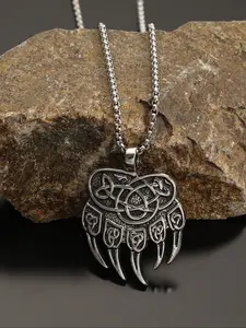 Vintage Viking Bear Claw Pendant Necklace, Trendy Norwegian Style Men's & Women's Fashion Jewelry, Perfect Gift for Valentine's Day, Charm Necklaces
