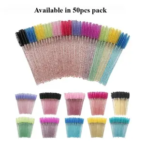 Disposable Eyelash and Brow Brush Set of 50, Spiral Brush Head Mascara Applicator, Essential Makeup Tool for Lash Extensions