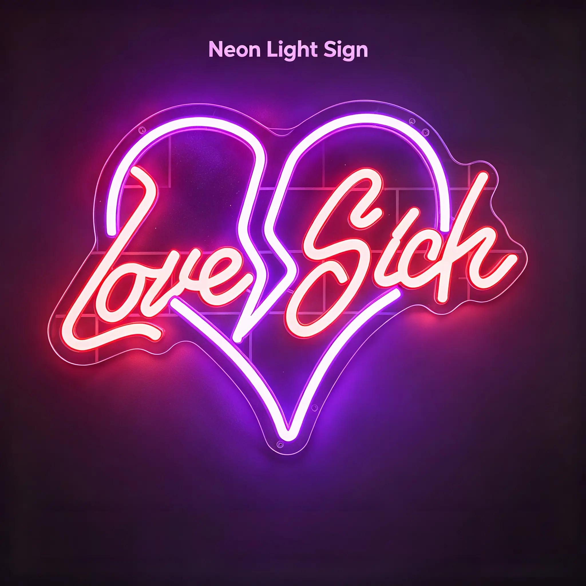 Love Sick LED Neon Heart Light Up Sign, Bedroom Lights, Festive Party Wedding Decor, Valentine's Day Gift, Led Signs, Interior Led Lights, Decorative Light Decor