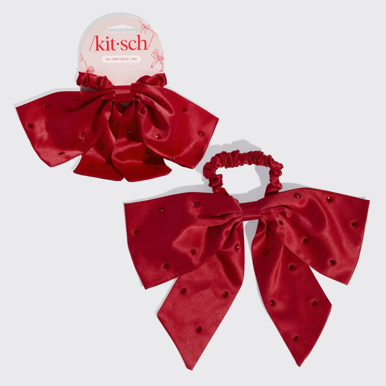Satin & Rhinestone Bow Scrunchie Satin & Rhinestone Bow Scrunchie