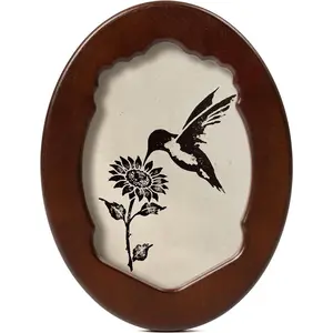 Afuly 5x7 Oval Picture Frame Vintage Brown Photo Frames 5x7 Mid Century Modern Decor Picture Frames for Wall Hanging or Tabletop Living Room Decor Mothers Day Gift for Women Mom
