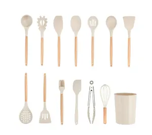 14pcs Cooking Utensil Set with Caddy - Perfect for Your Kitchen - Cookware Silicone Handles Nylon