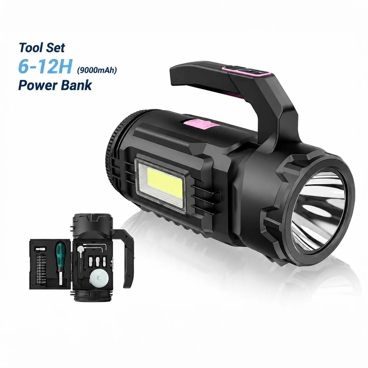 OGERY Rechargeable Flashlight, Multi-Tool Camping Lantern with 983LM, 9000 mAh Portable LED Camping Spotlight for Camping Emergency, Outdoor Hiking