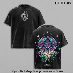 Roronoa Zoro Asura King of Hell Shirt One Piece Anime Vintage Washed Oversized Tee Three Sword Style Santoryu Demon Aura Warrior Graphic Back Streetwear