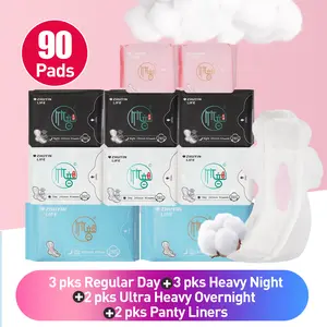 Combined Menstual Pads Set/ 90 Counts Zhuyin Life  Feminine Santary Napkin for Different Flow