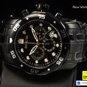 NEW Invicta Men's 48mm Pro Diver SCUBA Chronograph COMBAT Triple Black SS Watch invictaprodiver