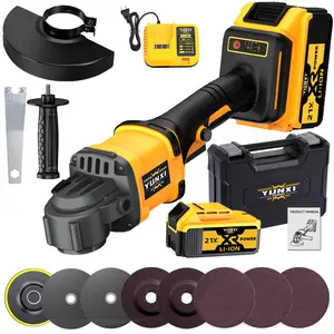 YUNXI CordlessAngle Grinder with 21V MAX Battery,Inner diameter hole 5/8"， Angle Grinder with 8300-1 2000 RPM Brushless Motor, 3 Variable Speeds Grinders for Cutting, Griding, Polishing【Optional battery】Good to use, gift, DIY tool