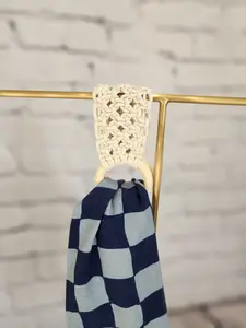 Handcrafted Macrame Cord & Wooden Rings Towel Ring Holder for Easy Kitchen Towel Hanging - Functional & Stylish Design