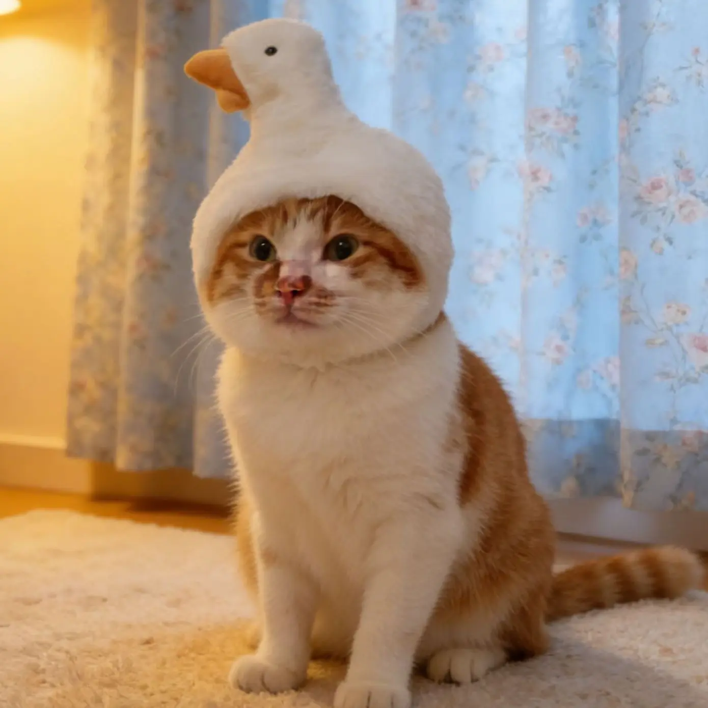 Pet Big White Goose Hat