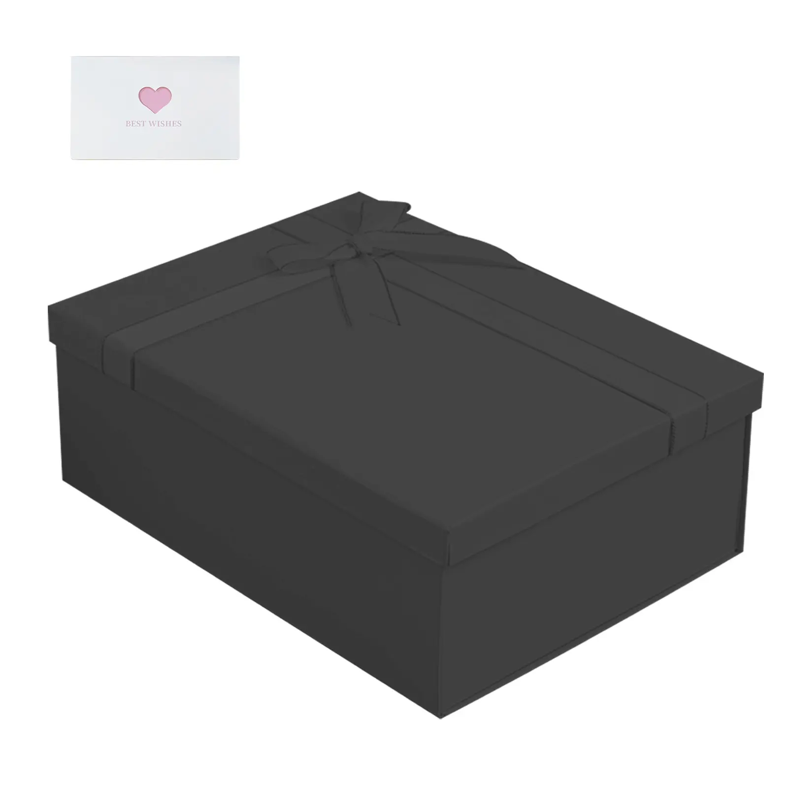 1pcs Large Gift Box  9.72x7.09x3.35 inches,Black Gift Boxes with Lids for Presents,Perfect for Birthday,Valentine's Day,Christmas,Anniversaries,Contains Card,Ribbon,Shredded Paper Filler.(Black) Premium Packaging