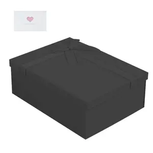 1pcs Large Gift Box  9.72x7.09x3.35 inches,Black Gift Boxes with Lids for Presents,Perfect for Birthday,Valentine's Day,Christmas,Anniversaries,Contains Card,Ribbon,Shredded Paper Filler.(Black) Premium Packaging
