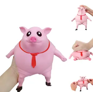Stretchy Glue-Sand Filled Rubber Pig,（big） Latex Piglet Soft Decompression Doll Toy, Animal High-Elastic Stretchable Decompression, Decompression Toy for Adults and Children (Pig-dad)