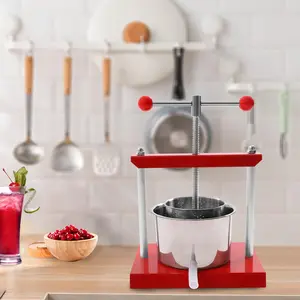 Fruit Wine Press, Manual Stainless Steel Juice Maker 0.8 Gallon Manual Press Honey Olive Oil Making Press with T-Handle for Outdoor, Kitchen, and Home