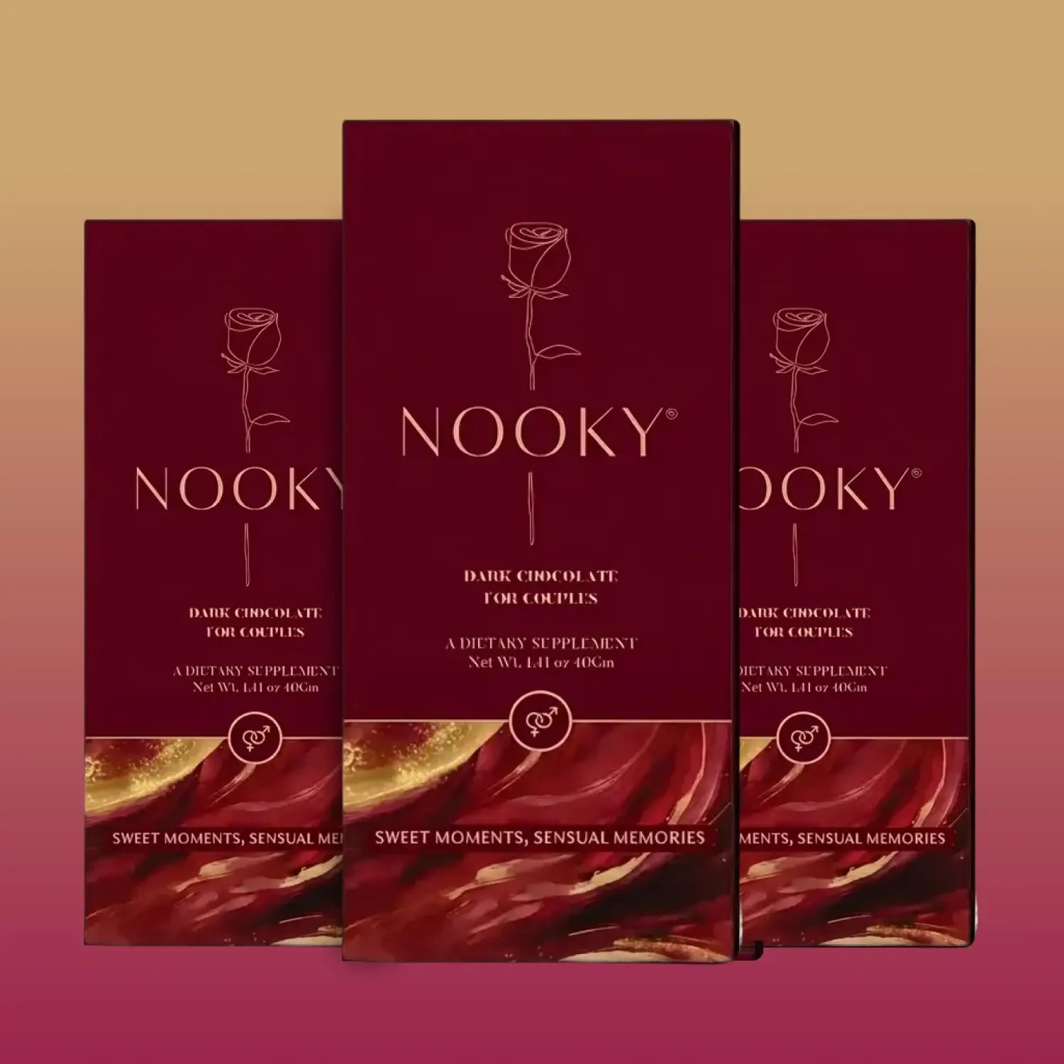 Nooky Couple Dark Chocolate for Men & Women (Pack of 1, 2 & 3) | Premium Dark Chocolate Treat | Gift for Couples | Vegan & Gluten-Free | Crafted for Everyday Indulgence, 40 g (Pack of 3)