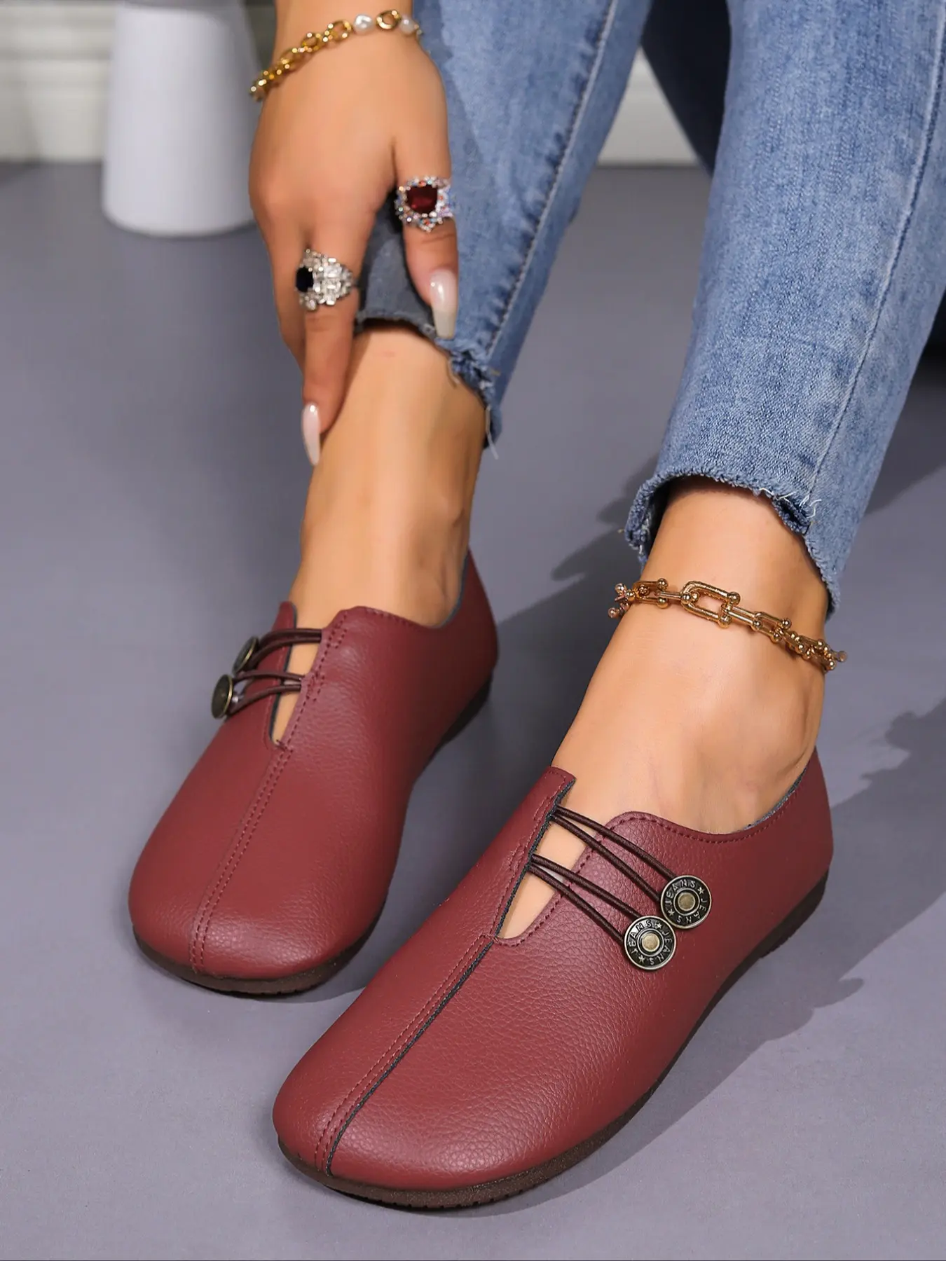 Women's Fashionable Solid Color Slip on Round Toe Low Top Flats, 2024 New Style Comfortable Flat Shoes for Daily Wear, Lightweight Breathable Shoes for Women & Girls, Lightweight Breathable Footwear, Everyday Wear Footwear, Casual Trendy Flats
